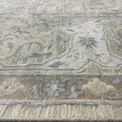 Beige and Ivory, Blended Silk Wool Oxidized  Traditional Hunting Persian Handknotted 10.3x14.5ft 310x440Cms Area Rug
