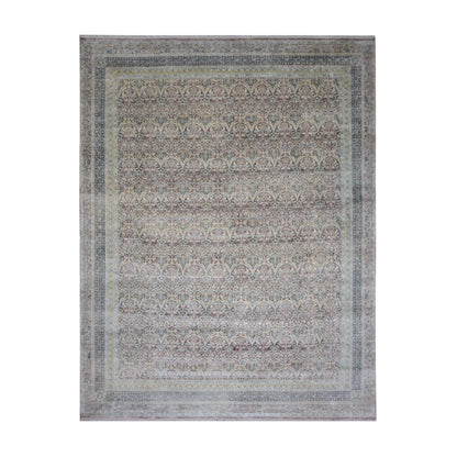 Brown and Gold, Pure Silk Traditional Persian Handknotted 11.7x14.9ft 353x449Cms Area Rug