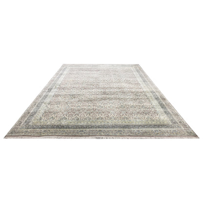 Brown and Gold, Pure Silk Traditional Persian Handknotted 11.7x14.9ft 353x449Cms Area Rug