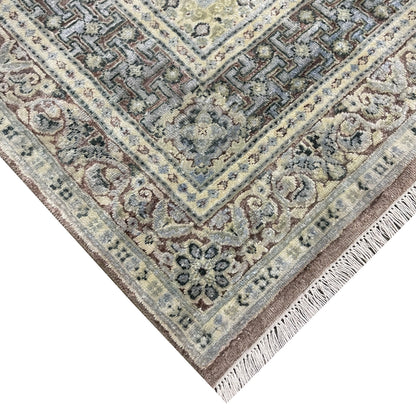 Brown and Gold, Pure Silk Traditional Persian Handknotted 11.7x14.9ft 353x449Cms Area Rug