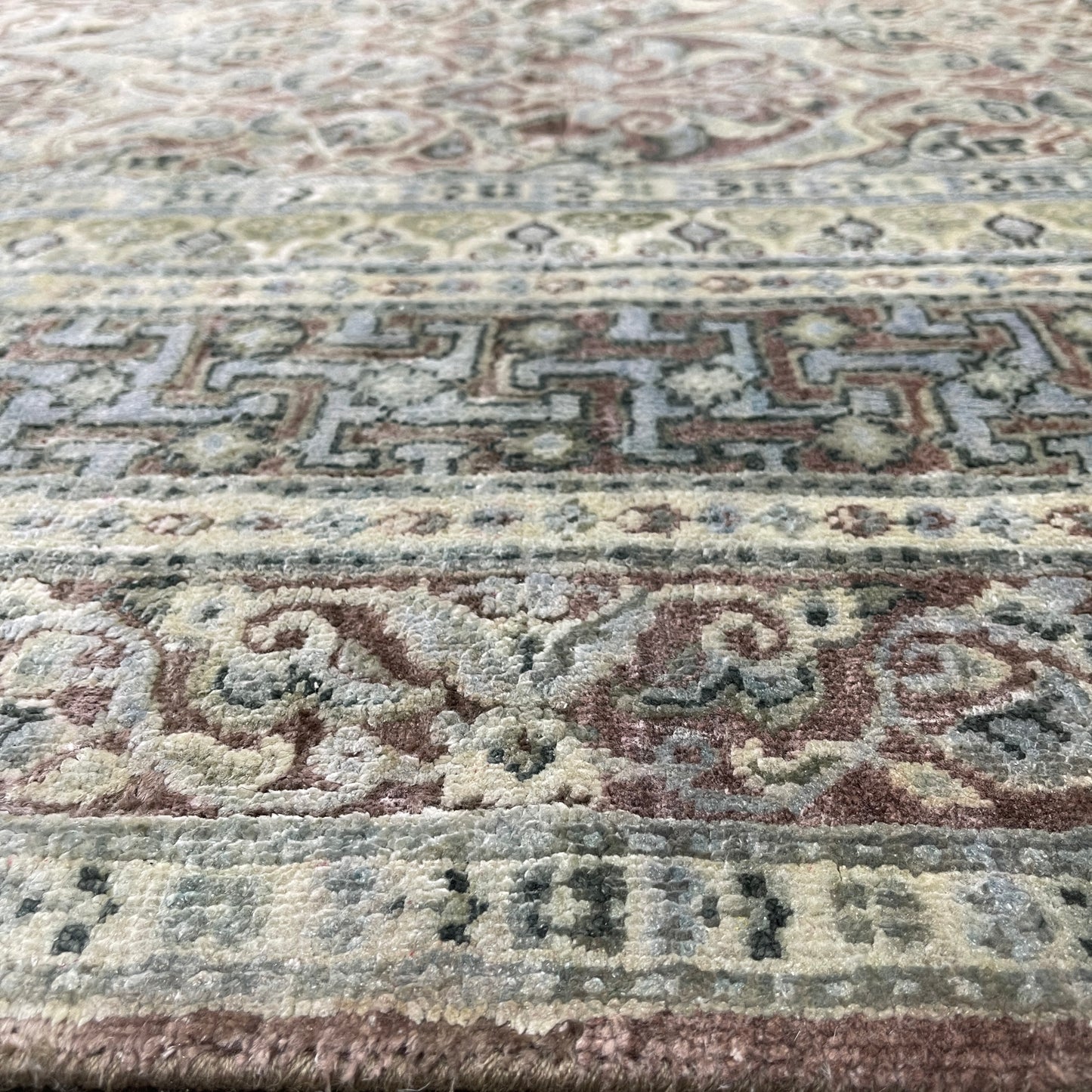 Brown and Gold, Pure Silk Traditional Persian Handknotted 11.7x14.9ft 353x449Cms Area Rug