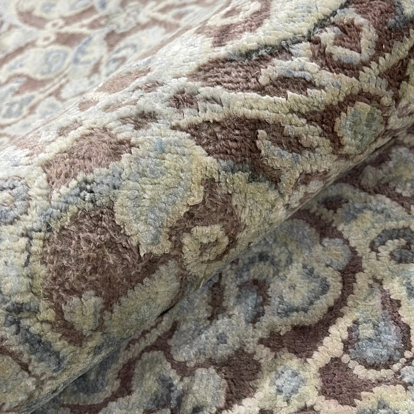 Brown and Gold, Pure Silk Regular Traditional Persian Handknotted 11.8x14.10ft 355x452Cms Area Rug