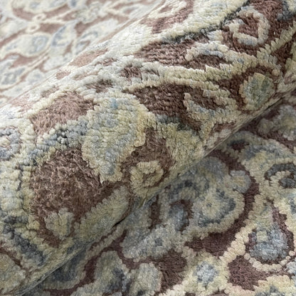 Brown and Gold, Pure Silk Regular Traditional Persian Handknotted 11.8x14.10ft 355x452Cms Area Rug