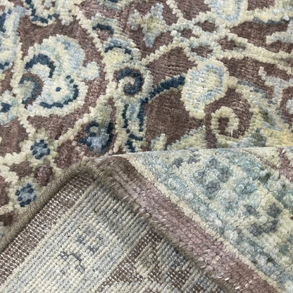 Brown and Gold, Pure Silk Regular Traditional Persian Handknotted 11.8x14.10ft 355x452Cms Area Rug