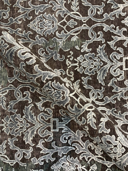 Camel, Grey Silk and Wool Transitional Damask Handknotted 7.11x10.6Ft 240x319Cms Area Rug
