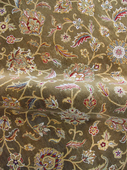 Brown and Ivory, Pure Silk Regular Persian Traditional Handknotted 6.6x9.5Ft 198x286Cms Area Rug