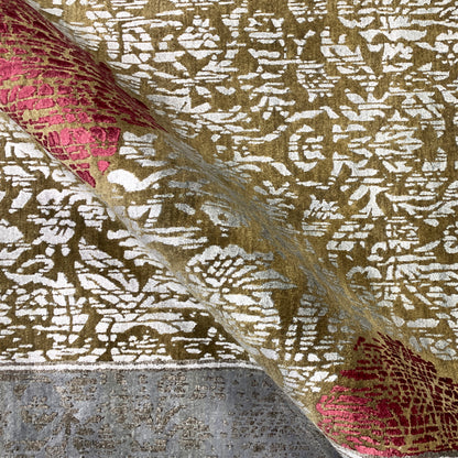 Rose Brown, Grey, Ivory and Red Damask Transitional Handknotted 7.11x10.3Ft 241x301Cms Area Rug