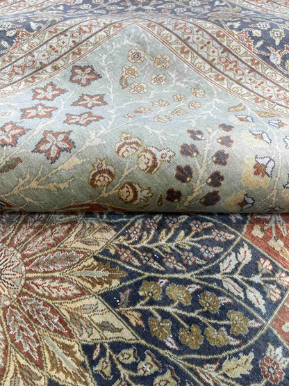 Brown and Red, Pure Silk Regular Pile Traditional Handknotted 8.0x10.0Ft 245x305Cms Area Rug