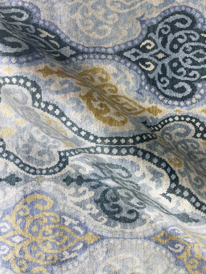 L.Blue and Gold Pure Silk Transitional Ikat Handknotted 9.9x13.10Ft 294x421Cms Area Rug