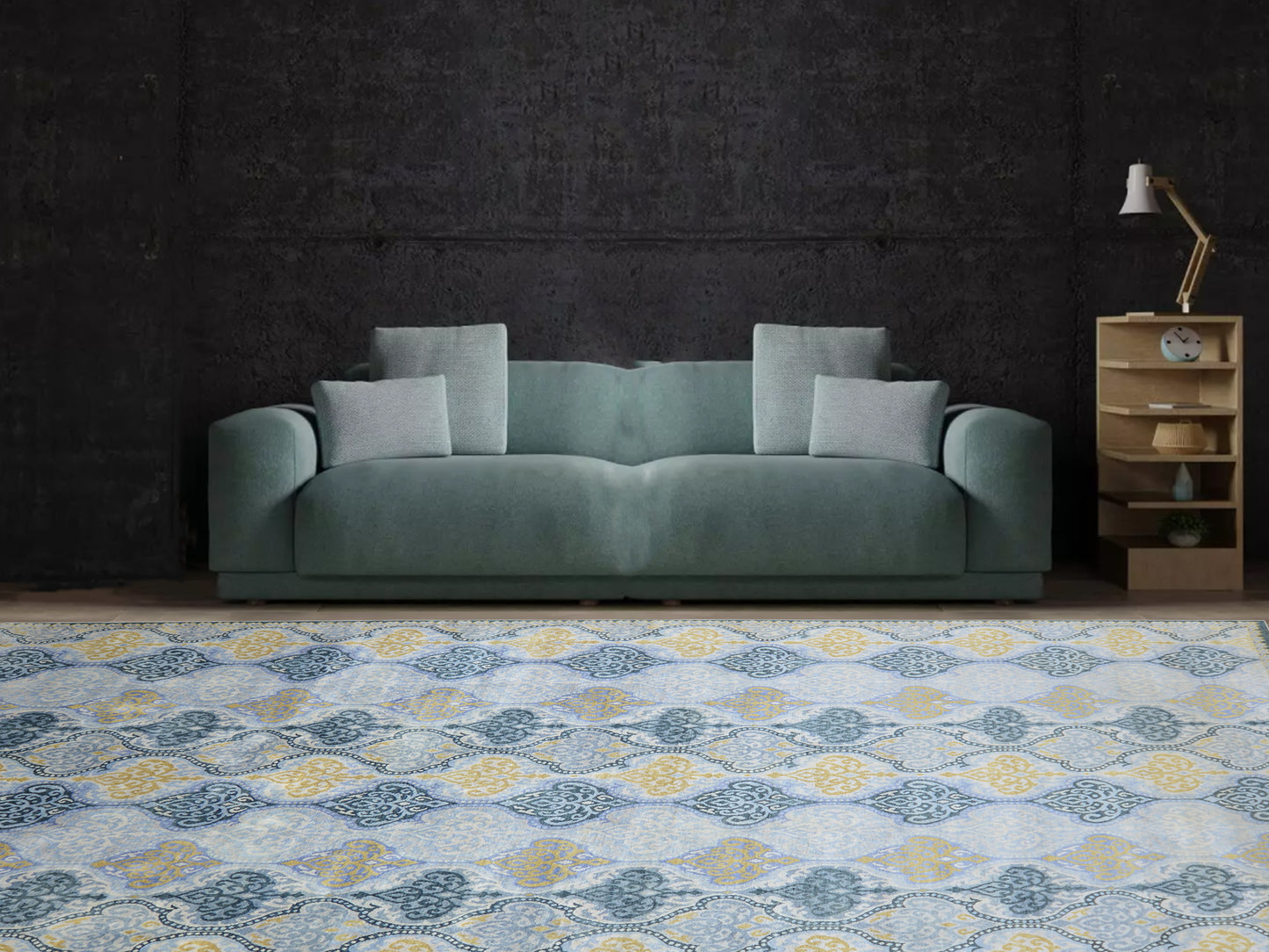 L.Blue and Gold Pure Silk Transitional Ikat Handknotted 9.9x13.10Ft 294x421Cms Area Rug