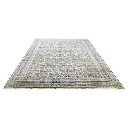 Gold and Blue, Silk Wool Oxidized Traditional Persian Handknotted 11.8x15.2ft 455x461Cms Area Rug
