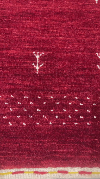 Red, Pure Wool, Modern Handloom 2.0x3.0Ft 61x92Cms Area Rug