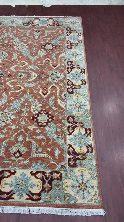 Rust and Camel Pure Wool Traditional Handknotted Area Rug