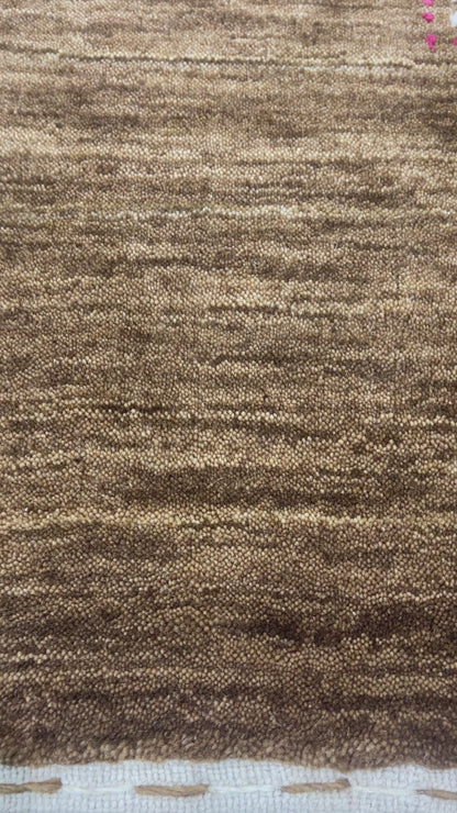 Brown, Pure Wool, Modern Handloom 2.0x3.0Ft 61x90Cms Area Rug