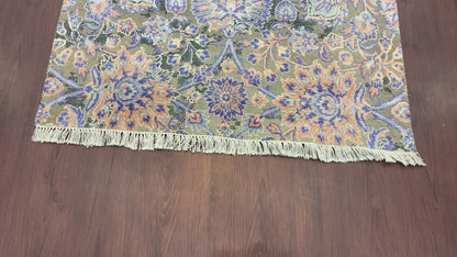 Grey and Multy Silk and Wool Transitional Handknotted 3.10x6.1Ft 117x185Cms Area Rug