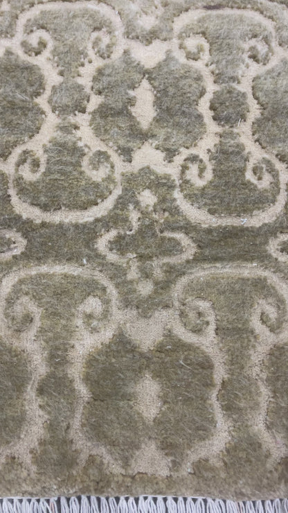 Ivory and Brown, Wool Thick Pile Transitional Handknotted 9.2x12.1ft 269x368Cms Area Rug