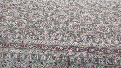 Blue, Grey Pure Silk Transitional Geometrical Handknotted 9.11x13.9Ft 301x419Cms Area Rug