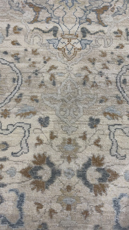 Beige and Multy Pure Wool Transitional Handknotted 9.1x12.2Ft 276x370Cms Area Rug