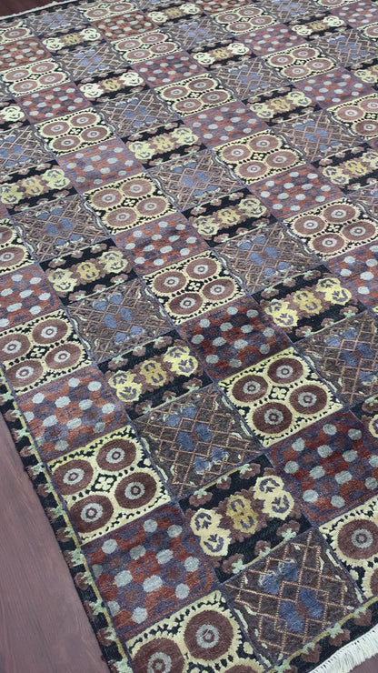 Brown and Multi Silk and Wool Transitional Mamluk Handknotted Area Rug