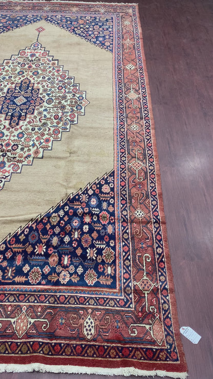 Camel and Blue, Pure Wool Antique Khotan Handknotted 7.2X12.0Ft 280X390Cms Area Rug