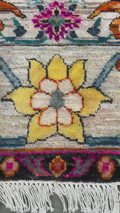 Ivory and Multy, Blended Silk + Sari Silk Transitional Bidzar Handknotted 11.11x14.11ft 362x454Cms Area Rug