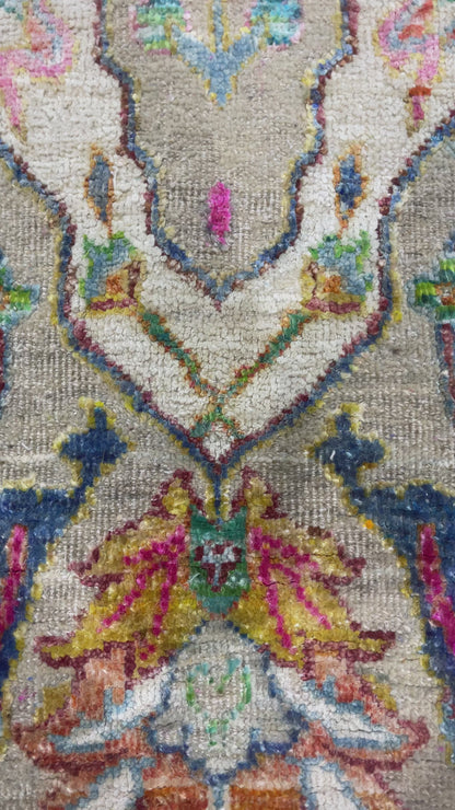 Grey and Multy, Sari Silk Oxidized Transitional Persian Handknotted 12.8x17.4ft 384x528Cms Area Rug