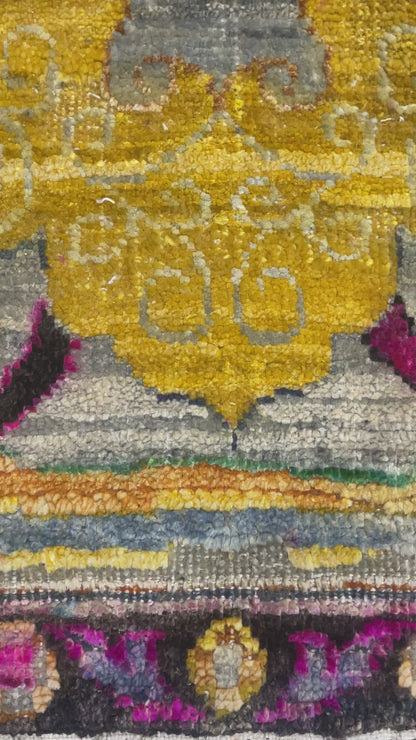 Grey and Gold, Sari Silk Wool Oxidized Transitional Bidzar Handknotted 12.1x15.0ft 367x458Cms Area Rug