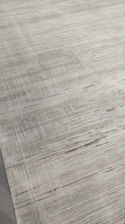 Grey Multy, Silk Wool Regular Modern Handknotted 8.11x12.1Ft 272x368Cms Area Rug