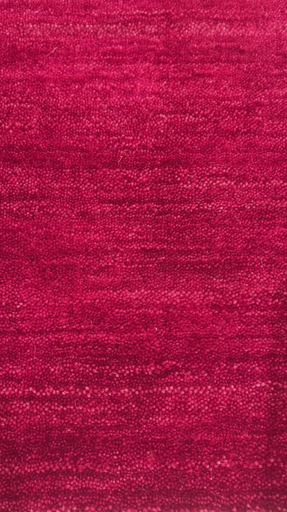 Plain Red, Pure Wool, Modern Handloom 2.0x2.11Ft 61x90Cms Area Rug