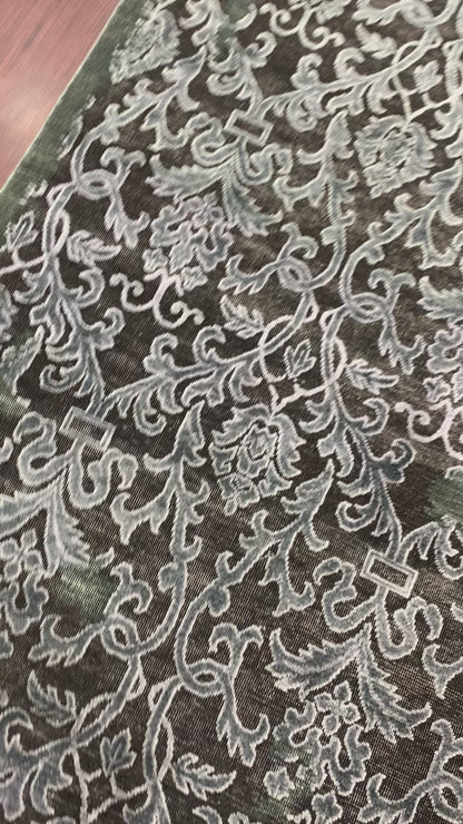 Camel, Grey Silk and Wool Transitional Damask Handknotted 7.11x10.6Ft 240x319Cms Area Rug