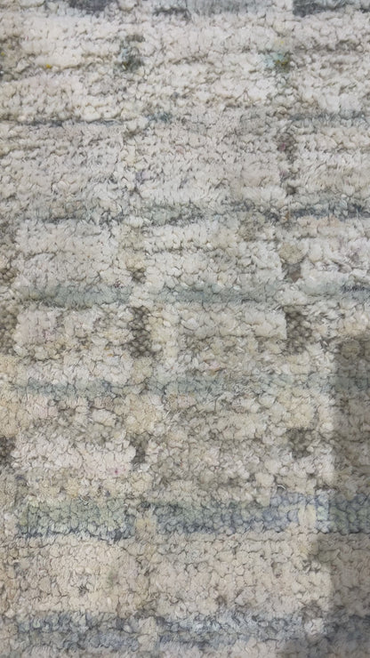 Beige Blue, Silk Wool Oxidized Modern Pattern Handknotted 8.0x10.0ft 245x305Cms Area Rug