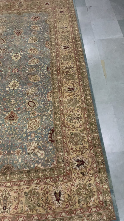 Mughal Grey and Camel Traditional Haji Jaleli Pure Wool Luxury Handknotted 7.11x9.10Ft 240x299Cms Area Rug