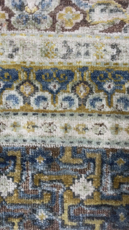 Brown and Gold, Silk Wool Oxidized Traditional Persian Handknotted 9.0x12.2ft 274x371Cms Area Rug