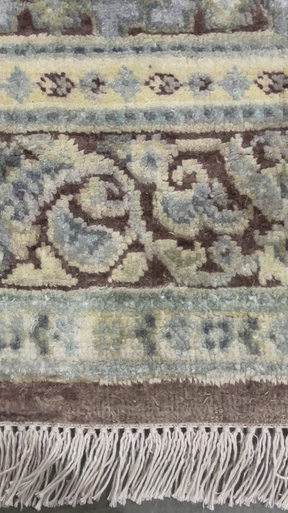 Brown and Gold, Pure Silk Regular Traditional Persian Handknotted 11.8x14.10ft 355x452Cms Area Rug