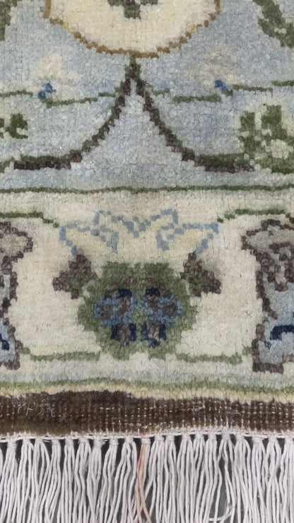 Brown and Blue, Silk Wool Oxidized Traditional Persian Handknotted 11.11x14.10ft 364x451Cms Area Rug