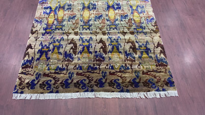 Camel Multi Pure Sari Silk Modern Area Rug 4.11x8.3ft C149x250Cms