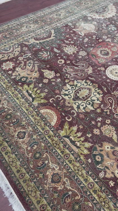 Rust and Ivory Pure Wool Agra Traditional Handknotted 9.11x13.11Ft 303x424Cms Area Rug