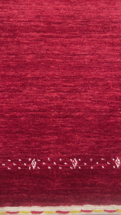 Red, Pure Wool, Modern Handloom 1.11x3.0Ft 49x92Cms Area Rug