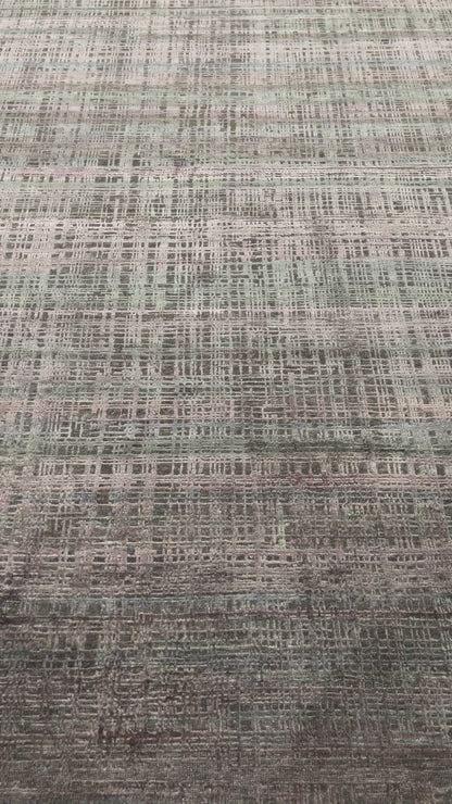 Brown, Silk Wool Oxidized Modern Handknotted 8.11x12.1ft 271x367Cms Area Rug