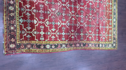 Red and Yellow, Pure Wool Antique Khotan Handknotted 3.10x6.9Ft 118x205Cms Area Rug