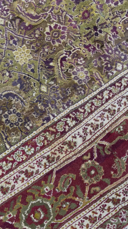 Brown and Red, Pure Wool Antique Handknotted 10.10x15.5Ft 330x470Cms Area Rug