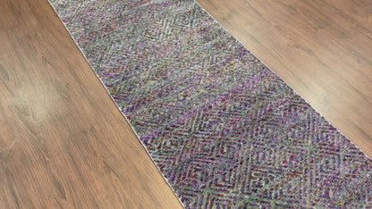 Black and Multy Transitional Handknotted Runner Rug 2.5X9.10ft 72x297cms