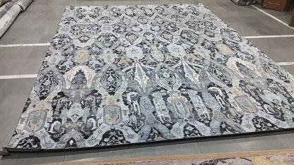 Black Multy Silk Wool Oxidized Transitional HandKnotted 10.0x13.11Ft 334x424Cms Area Rug