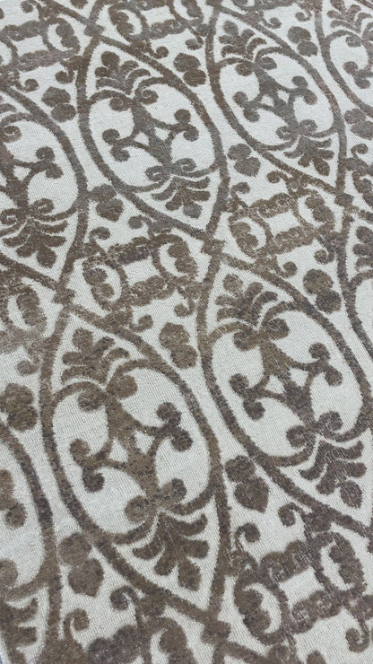 Beige and Brown Wool Carved Modern Greek Japandi Handknotted 7.11x10.2ft 242x311Cms Area Rug