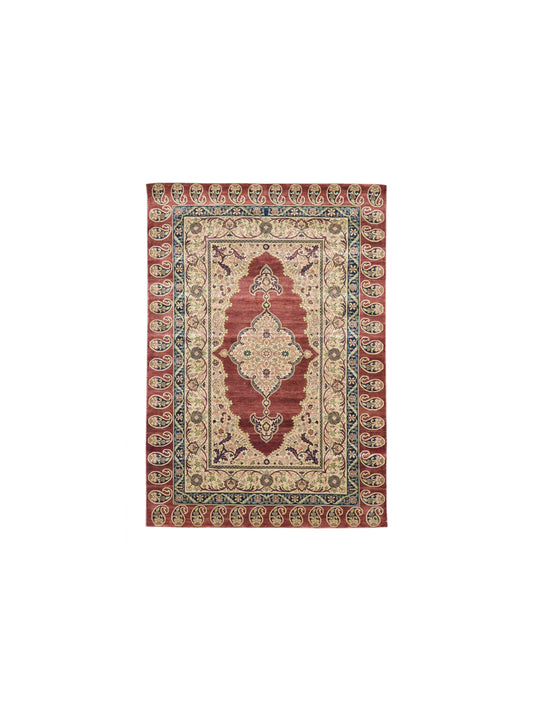 Get trendy with Rust Ivory Pure Silk Contemporary Luxury Handknotted Area Rug 4.0x6.0ft 122x182Cms - Contemporary Rugs available at Jaipur Oriental Rugs. Grab yours for $1945.00 today!