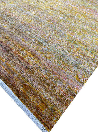 Get trendy with Yellow Sari Silk Traditional Handknotted Area Rug 8.0x9.4ft 244x284Cms - Traditional Rugs available at Jaipur Oriental Rugs. Grab yours for $5425.00 today!