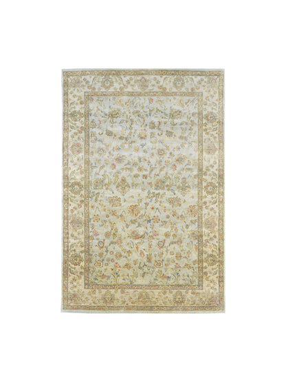 Get trendy with Silver Ivory Pure Silk Contemporary Handknotted Area Rug 6.0x9.0ft 183x274Cms - Contemporary Rugs available at Jaipur Oriental Rugs. Grab yours for $3880.00 today!