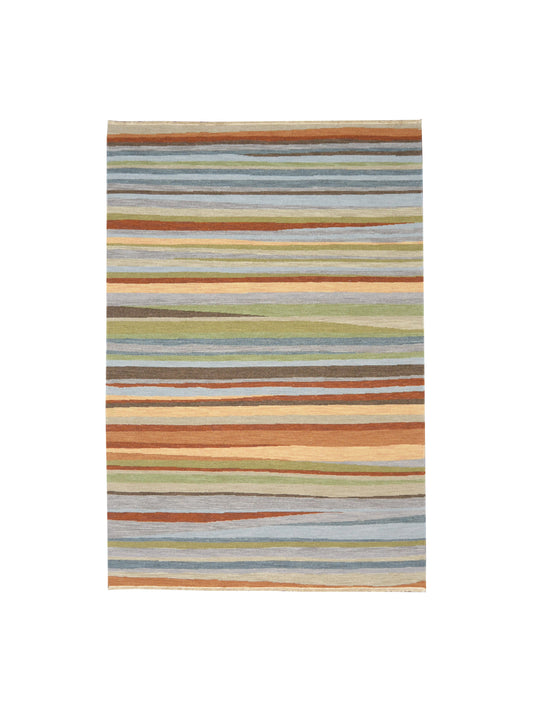 Get trendy with Multy Pure Wool Geometrical Soumak Area Rug 6.2x9.0ft 187x275Cms - Modern Rugs available at Jaipur Oriental Rugs. Grab yours for $555.00 today!