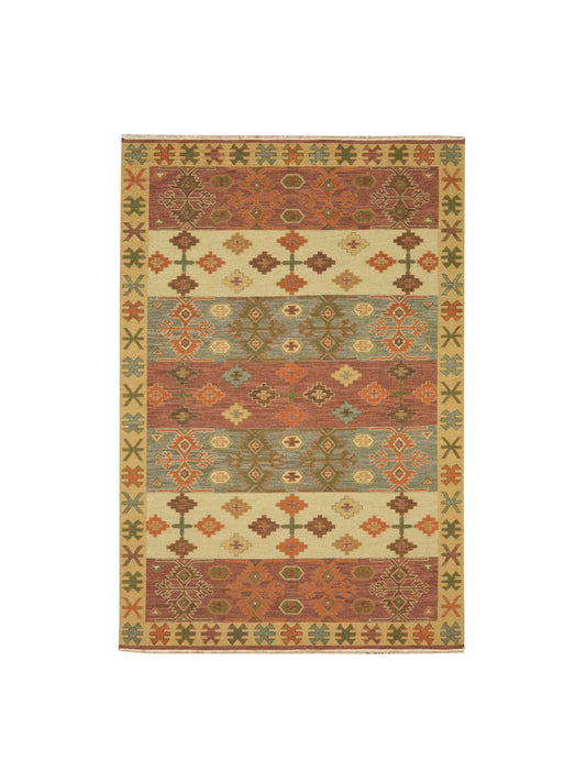 Get trendy with Rust Pure Wool Traditional Soumak Area Rug 6.1x8.11ft 186x273Cms - Traditional Rugs available at Jaipur Oriental Rugs. Grab yours for $545.00 today!