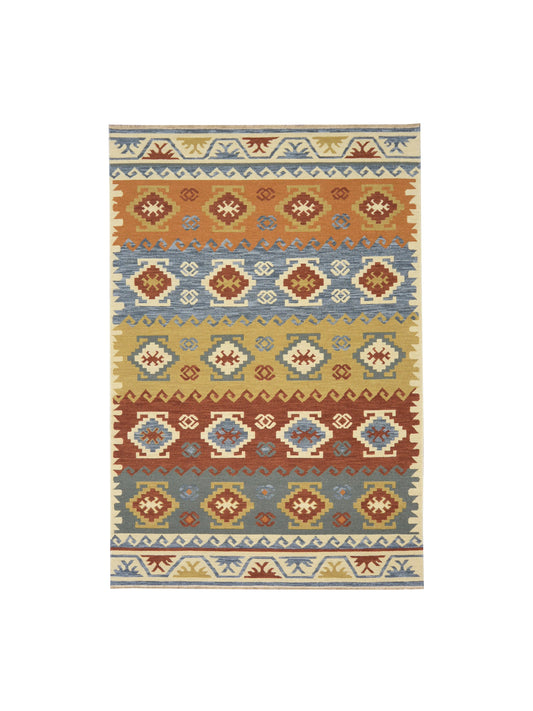 Get trendy with Ivory Pure Wool Traditional Soumak Area Rug 6.1x8.11ft 185x272Cms - Traditional Rugs available at Jaipur Oriental Rugs. Grab yours for $545.00 today!